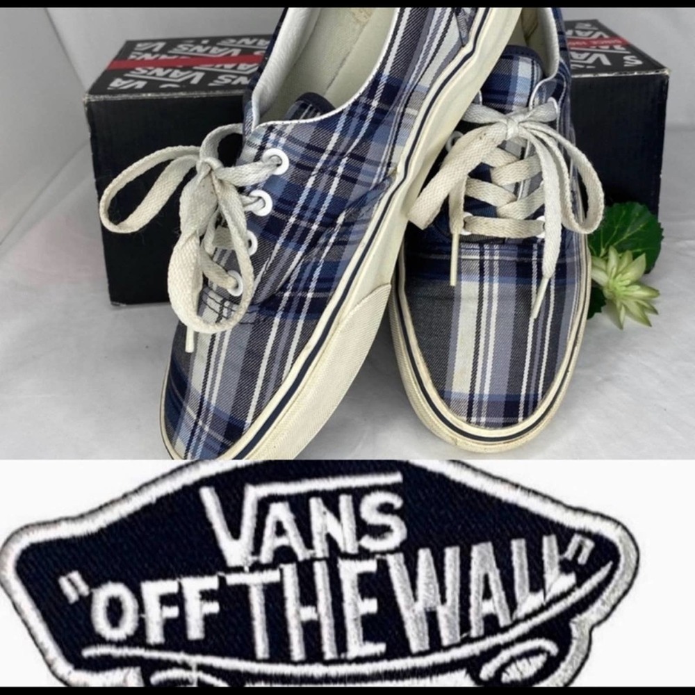 VANS blue NAVY KINGDOM plaid classic shoe blue MENS 6 women’s  8 Navy Ki…